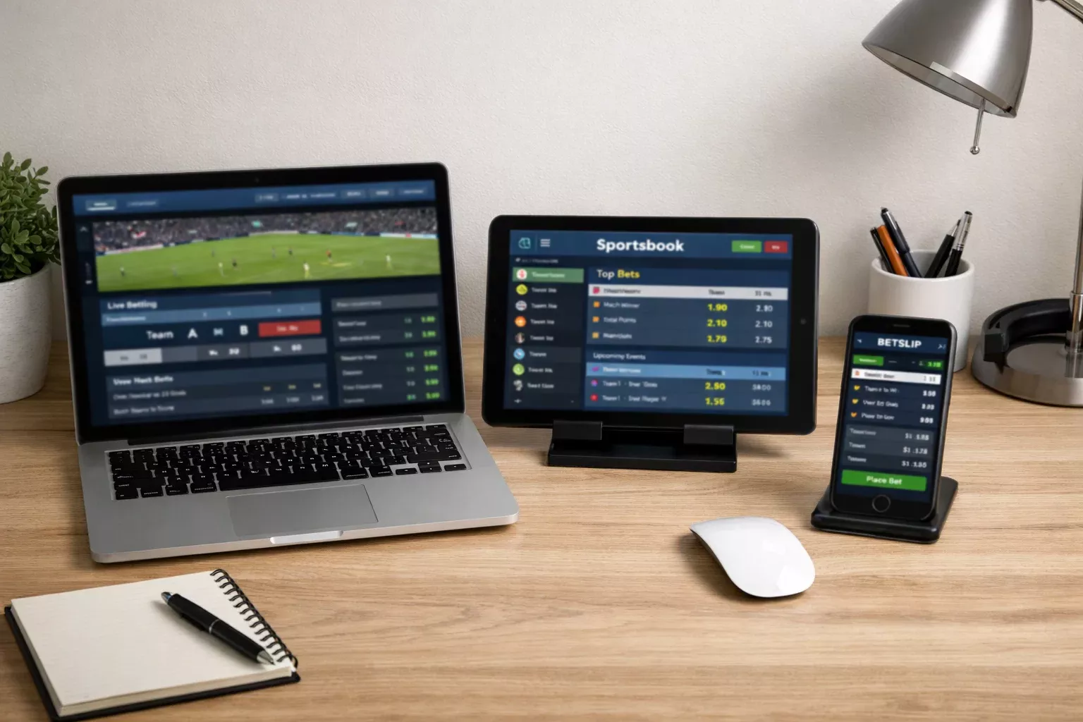 M&uacute;ltiples dispositivos mostrando plataformas de apuestas deportivas