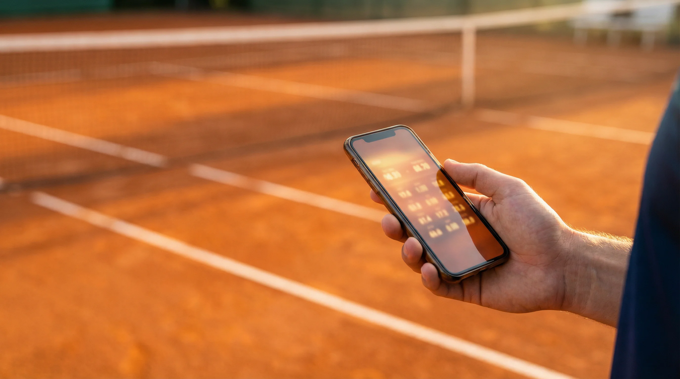 Pantalla con estadísticas de tenis durante un partido profesional