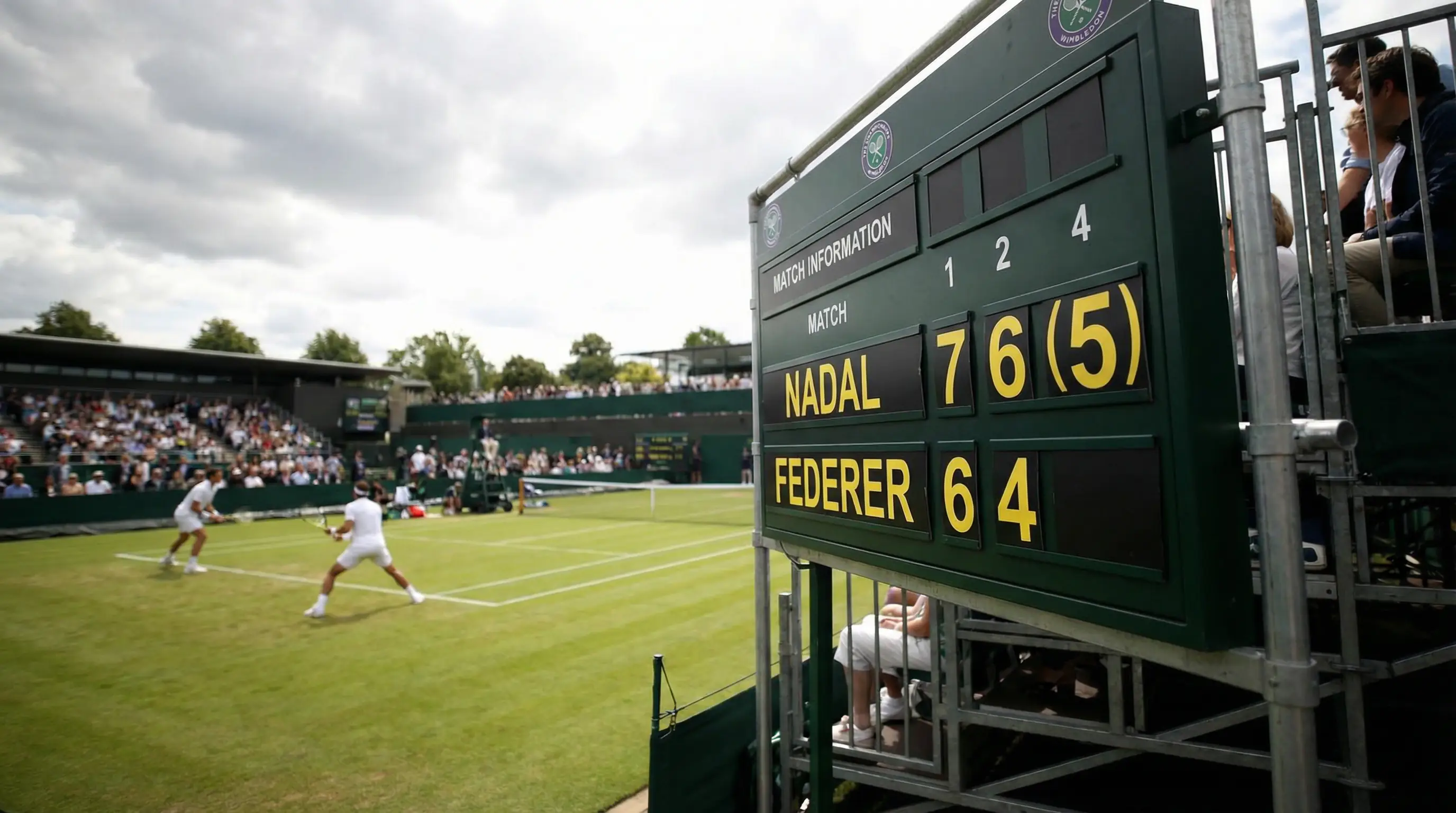 Marcador de un partido de tenis con puntuación ajustada durante un set disputado