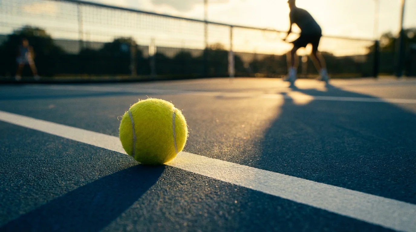 Pelota de tenis sobre la línea de la pista durante un tie-break decisivo